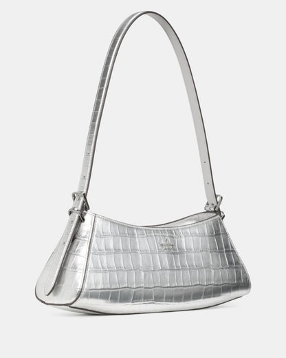Frankie Metallic Croc Embossed Small East West Shoulder