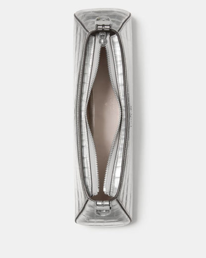 Frankie Metallic Croc Embossed Small East West Shoulder