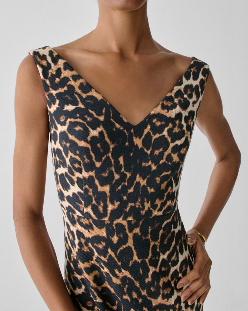 Leopard V-neck Midi Dress