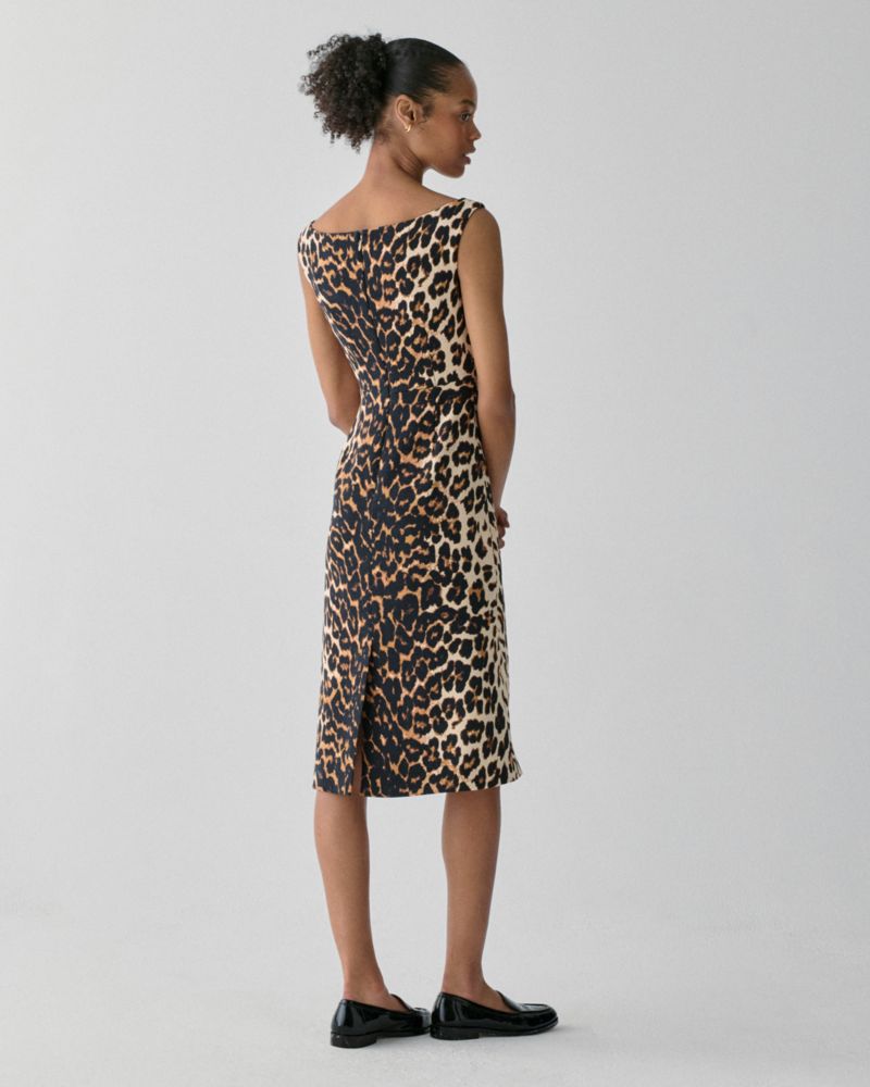 Leopard V-neck Midi Dress
