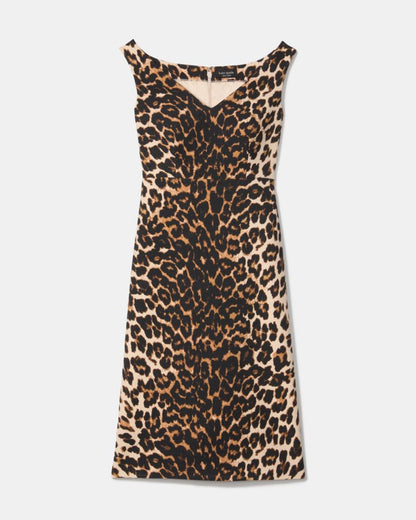 Leopard V-neck Midi Dress