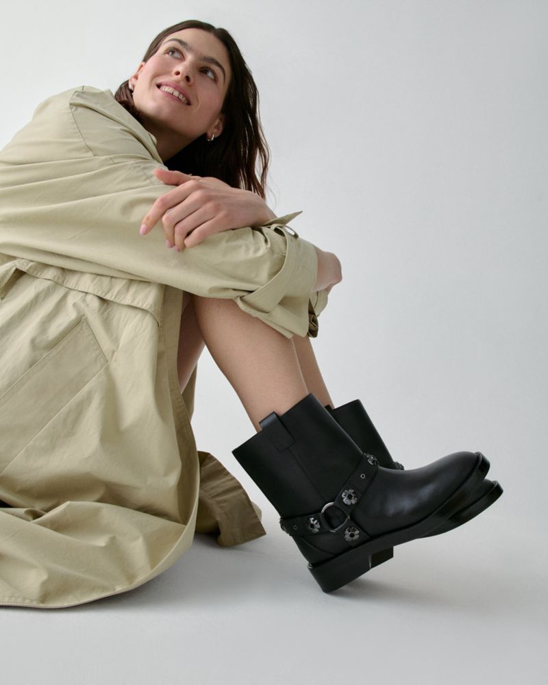 Spade Flower Stud Moto Boot