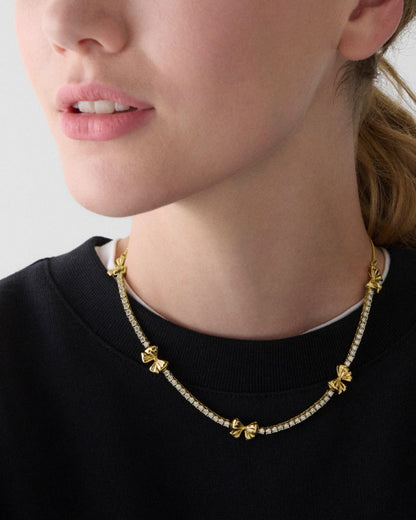 Bling And Bows Bow Tennis Necklace