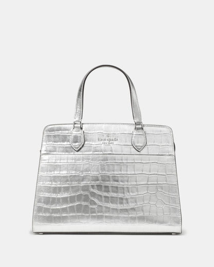 Madison Metallic Croc Embossed Medium Satchel