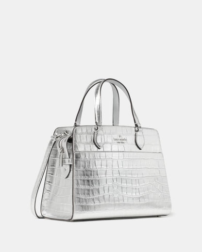Madison Metallic Croc Embossed Medium Satchel
