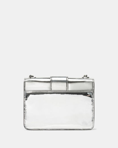 Phoebe Mirror Metallic Turnlock Mini Flap Crossbody