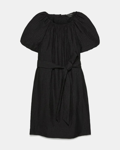 Gathered Neck Mini Shift Dress