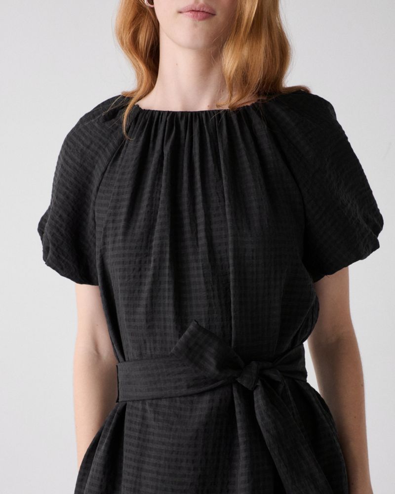 Gathered Neck Mini Shift Dress