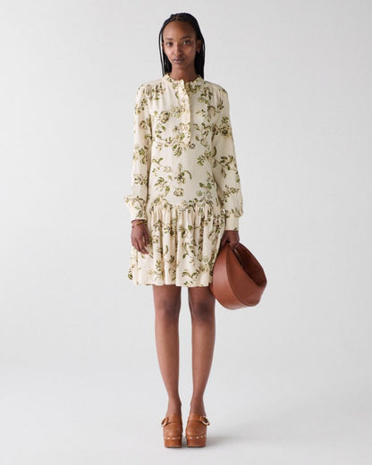 Gathered Flounce Shirtdress