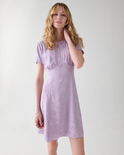 Fluid Jacquard Empire Waisted Mini Dress