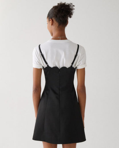 Satin Scallop Mini Dress