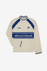 Knitted cycling top - ecru/estate blue