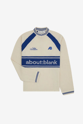 Knitted cycling top - ecru/estate blue