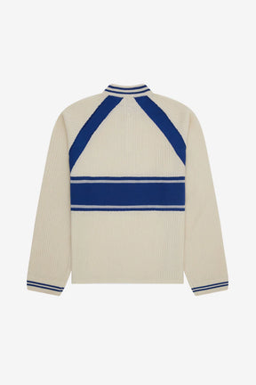 Knitted cycling top - ecru/estate blue