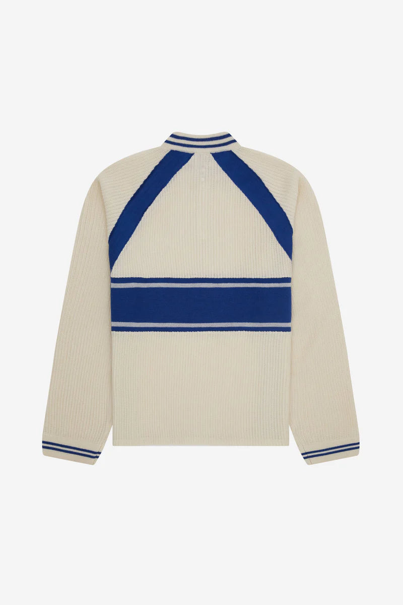 Knitted cycling top - ecru/estate blue