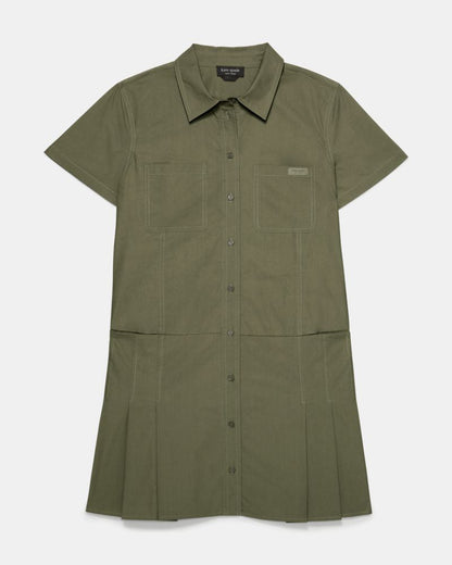 Pleated Utility Shirtdress