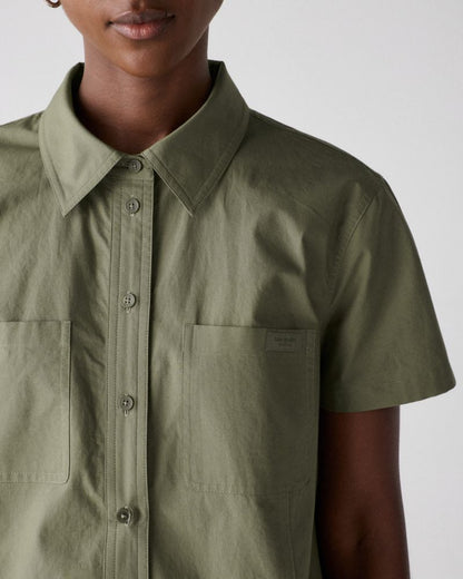 Pleated Utility Shirtdress