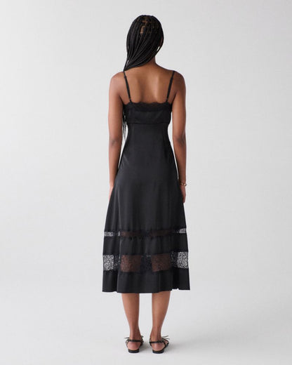 Lace Trim Satin Slip Dress