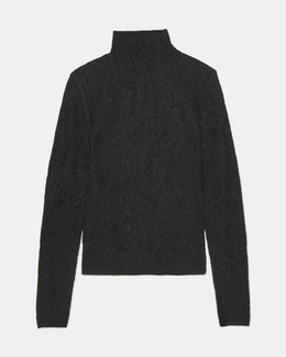 Lace Knit Turtleneck Top