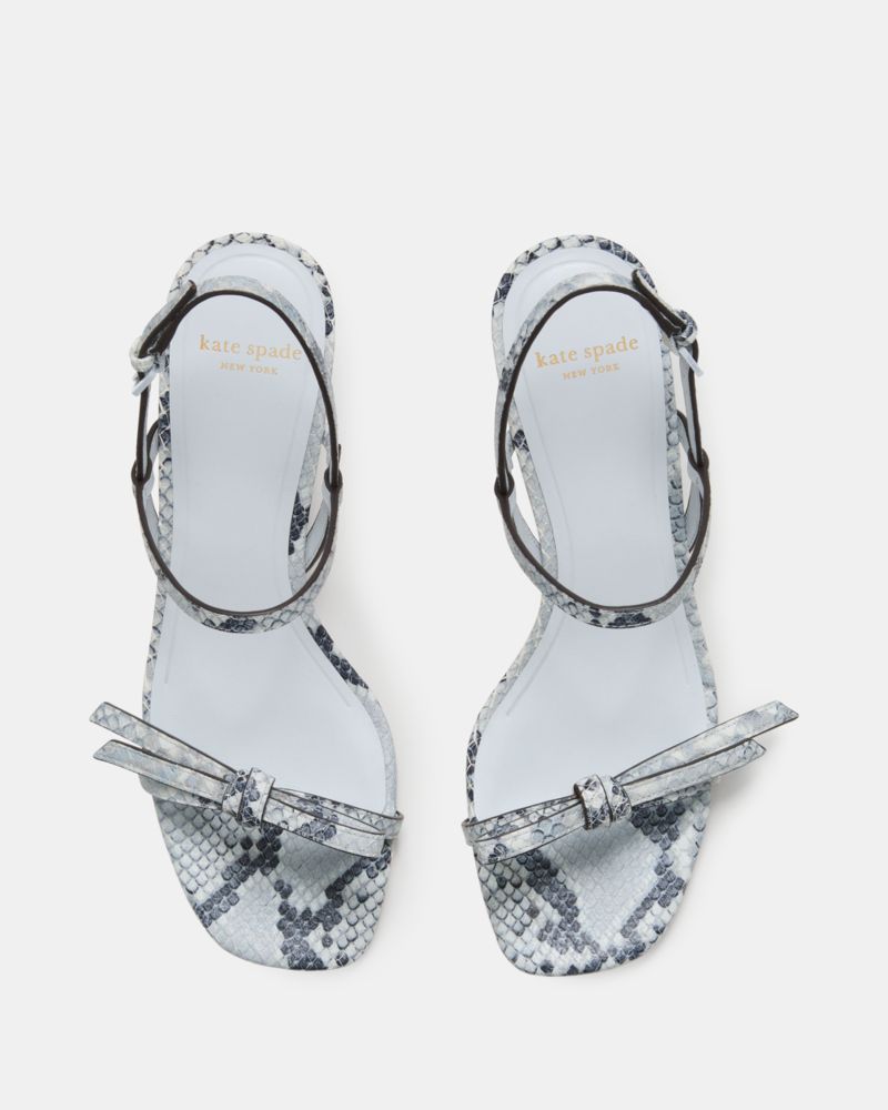 Loop Snakeskin Kitten Heel Sandals