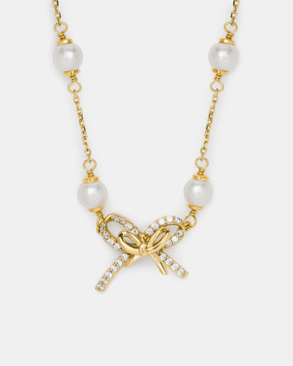 Girlie Pearlie Pearl Bow Scatter Necklace