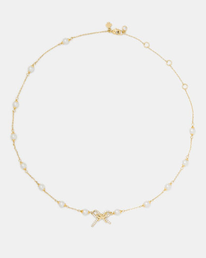 Girlie Pearlie Pearl Bow Scatter Necklace