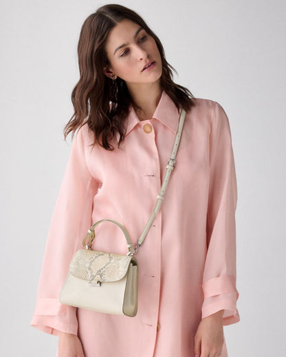 Riley Snake Embossed Small Top Handle Bag