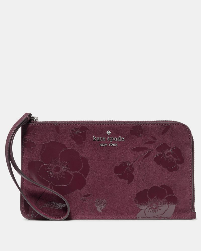Lucy Floral Suede Wristlet