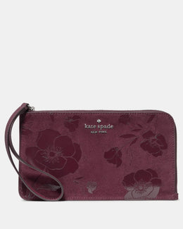Lucy Floral Suede Wristlet