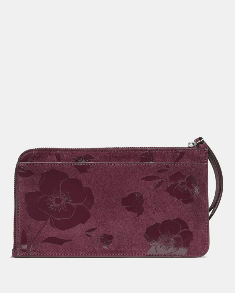 Lucy Floral Suede Wristlet