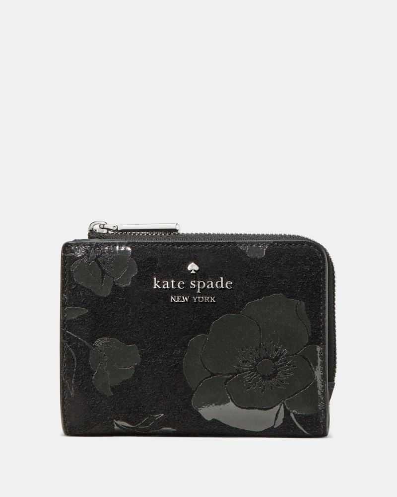 Floral Suede Small L-zip Wallet