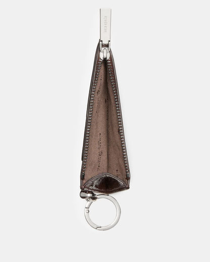 Shiny Leather Key Ring Card Holder