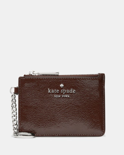 Shiny Leather Key Ring Card Holder