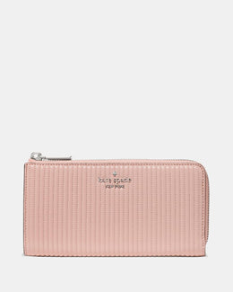 Shiny Quilted Large Slim L-zip Wallet