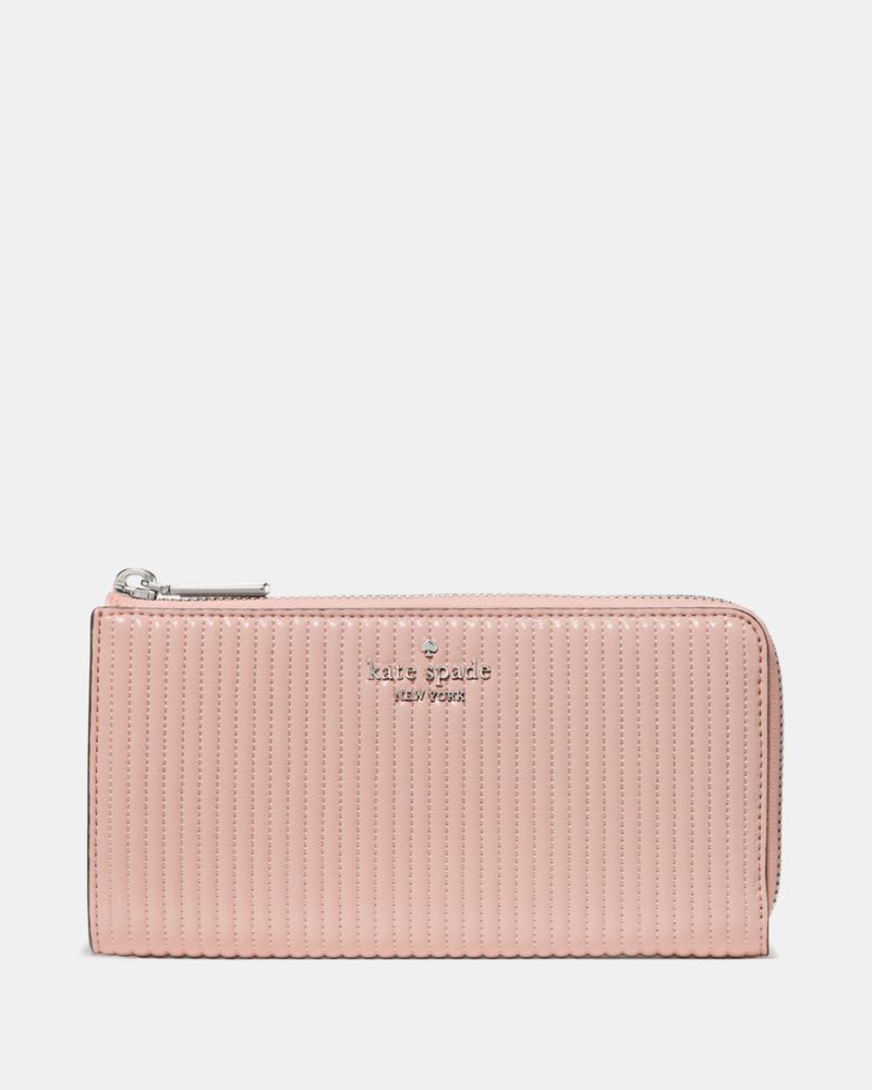 Shiny Quilted Large Slim L-zip Wallet
