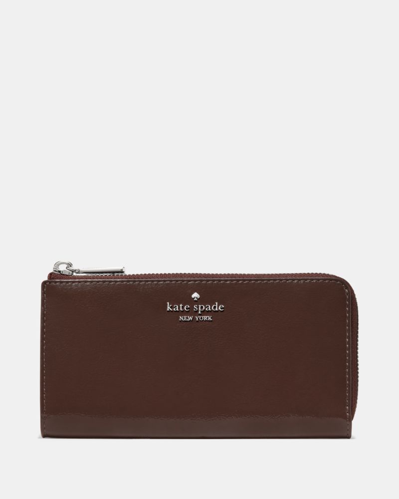 Shiny Leather Large Slim L-zip Wallet