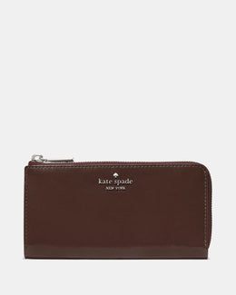 Shiny Leather Large Slim L-zip Wallet