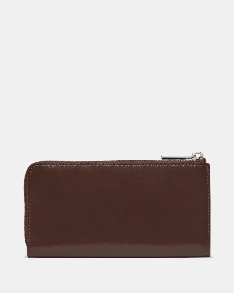Shiny Leather Large Slim L-zip Wallet