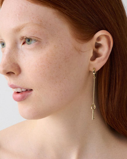 Spade Lock Asymmetrical Linear Earrings