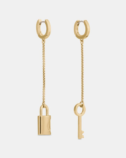 Spade Lock Asymmetrical Linear Earrings