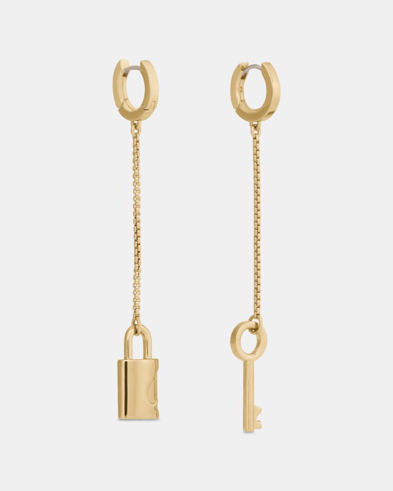 Spade Lock Asymmetrical Linear Earrings