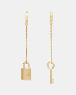 Spade Lock Asymmetrical Linear Earrings