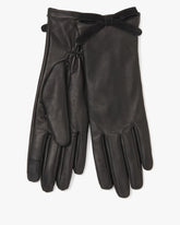 Embellished Bow Leather Gloves