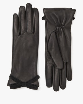 Embellished Bow Leather Gloves