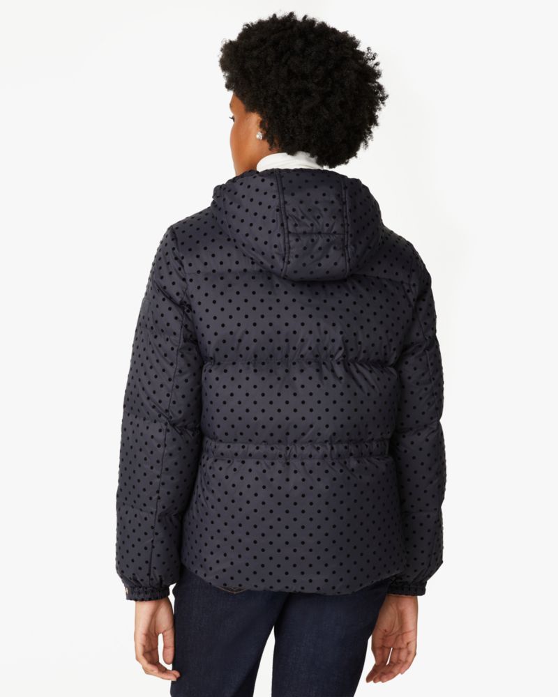 Flocked Dot Short Puffer