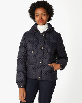 Flocked Dot Short Puffer