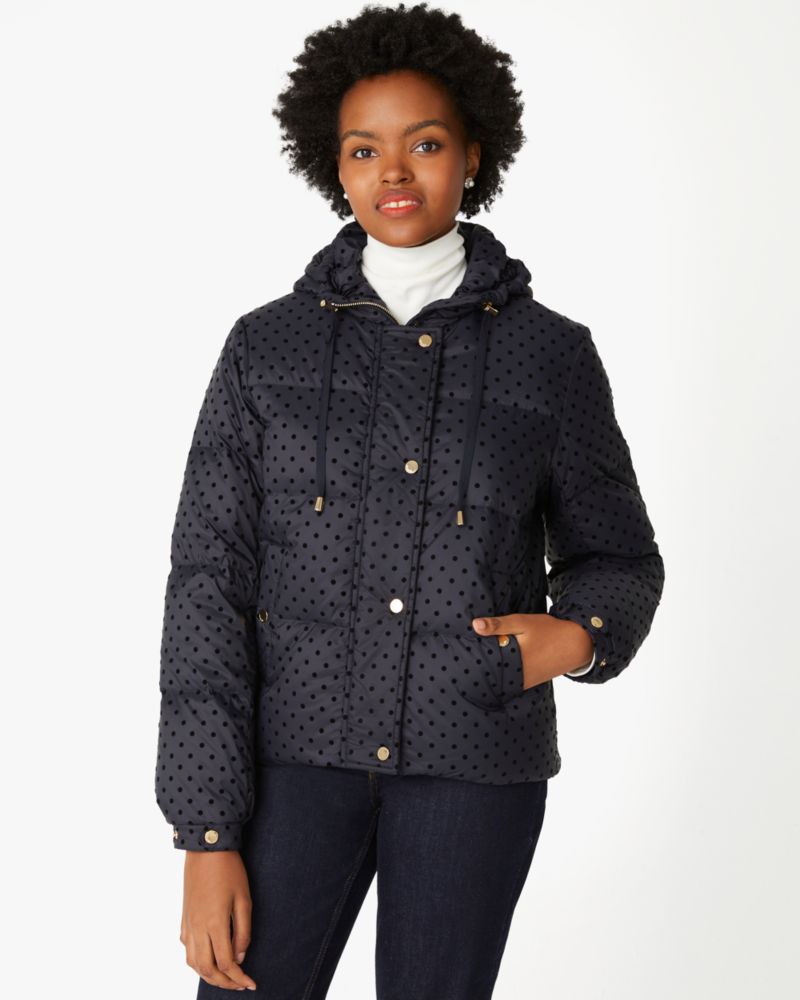 Flocked Dot Short Puffer