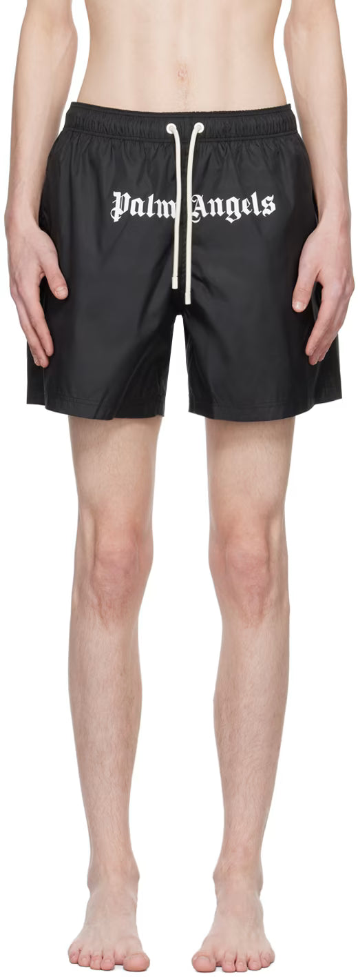 Black Printed Swim Shorts