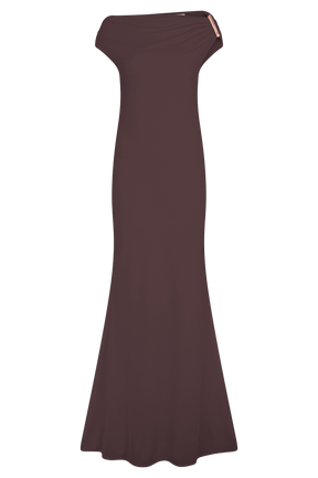 Kinsley Slinky Maxi Dress With Hardware - Chocolate