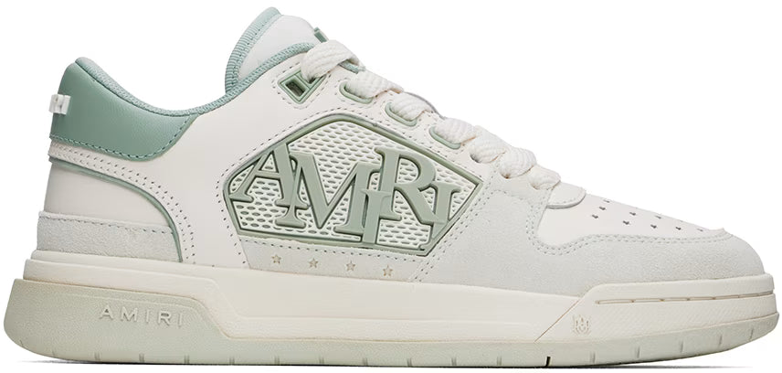 AMIRI White & Green Classic Low Sneakers